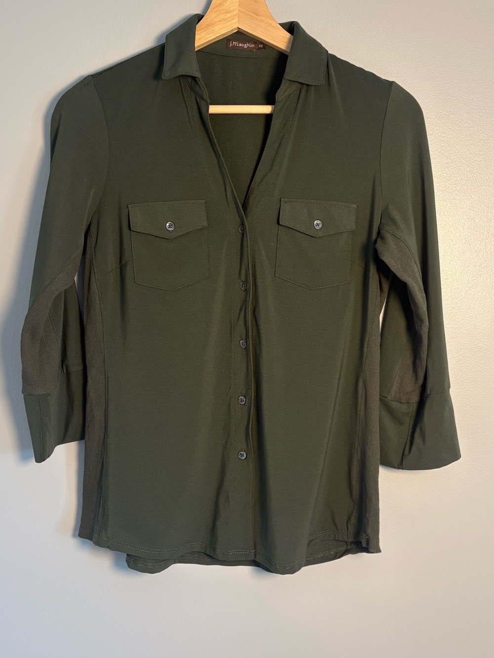 J.McLaughlin Olive Green Button Front Utility Shirt / Blouse (Size XS)